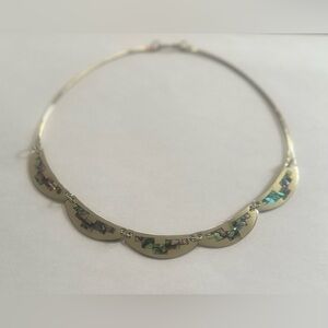 Vintage Abalone Taxco Mexican Alpaca Necklace (N170V)